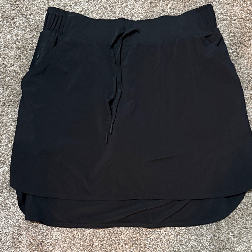 all in motion Black High-Low Layered Drawstring Skirt